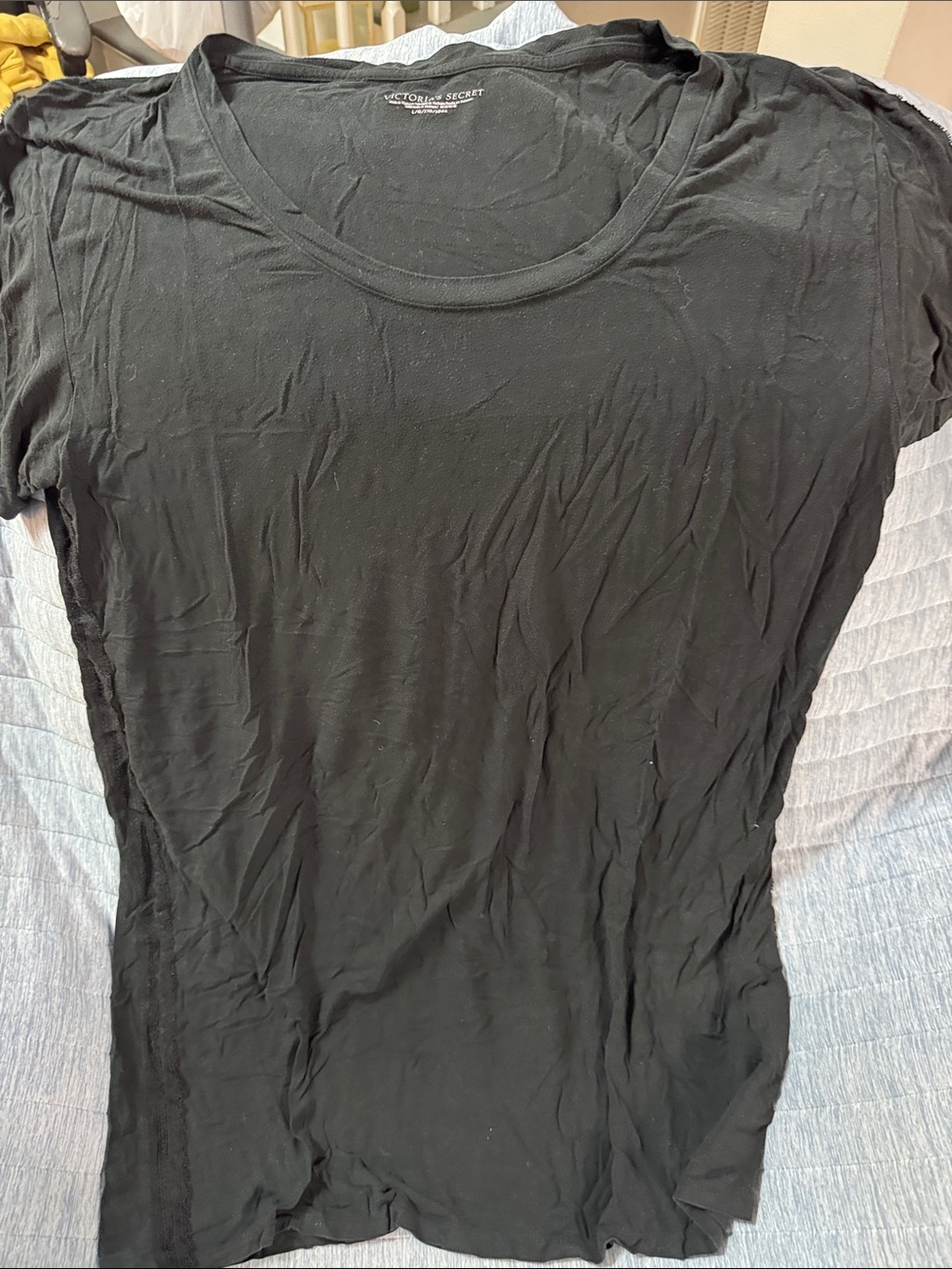 Victoria's Secret Black Short Sleeve Scoop Neck Tee - Lightweight